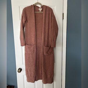 Jessica Simpson pink long fuzzy cardigan